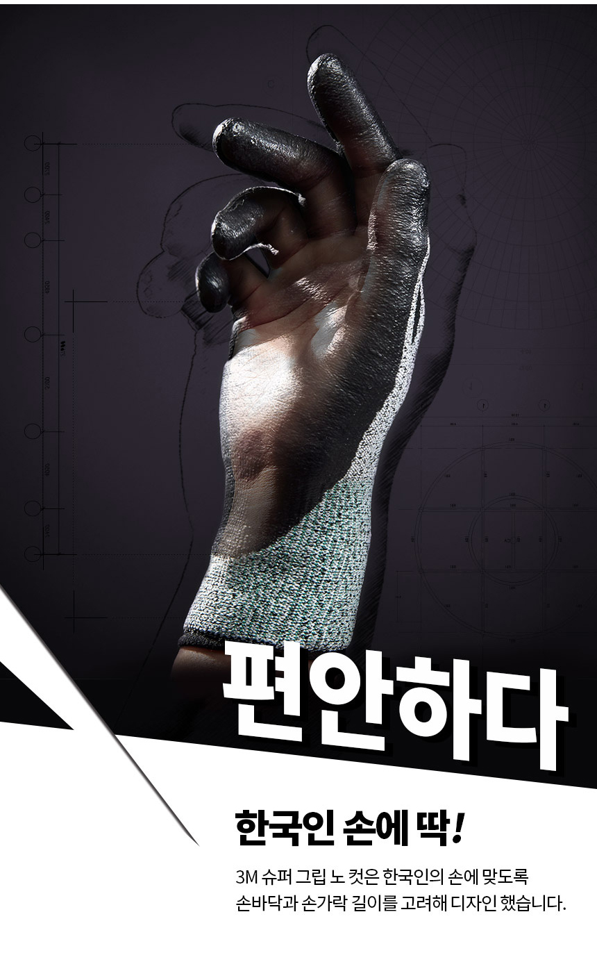 슈퍼그립 노컷3/절단방지장갑/3M/cut3/스펙4534/S~L/1켤레