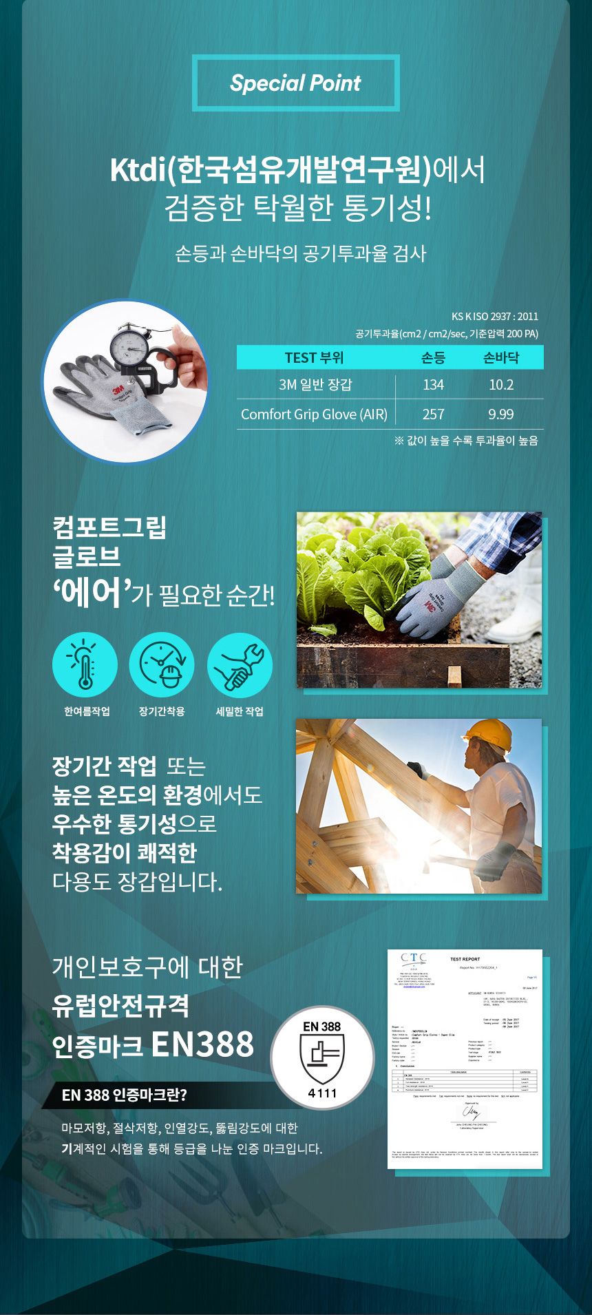컴포트그립 에어/여름용/3M/NBR코팅/그레이/S,M,L/1켤레