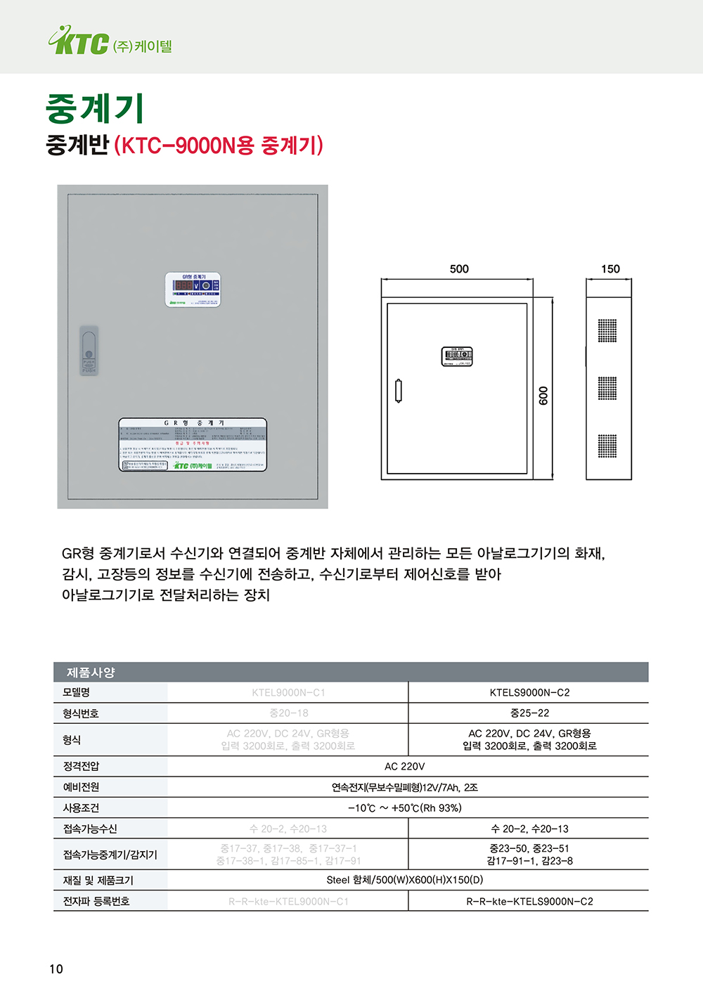 아날로그 중계반 4채널/KTEL9000N-C2/KTC-9000N용 중계기/케이텔/중25-22/식