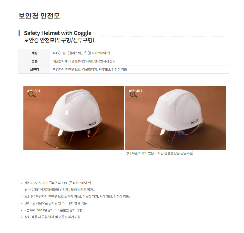 AM-401/보안경안전모/동명/1개