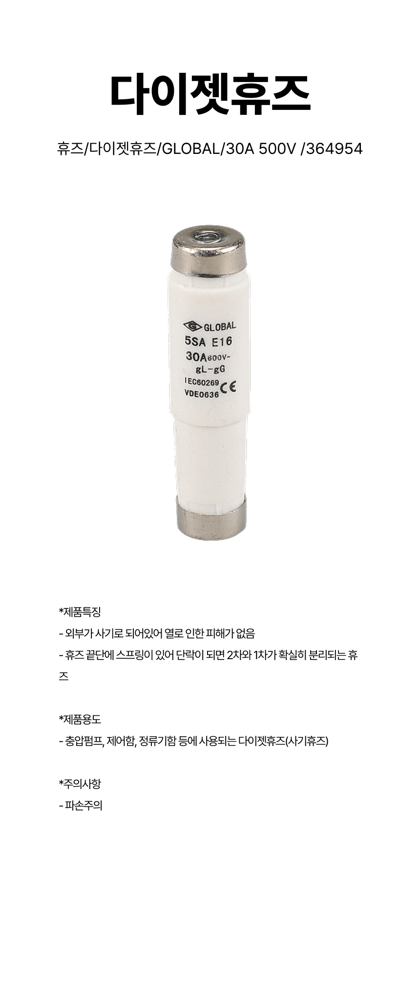 휴즈/다이젯휴즈/GLOBAL/30A 500V /364954